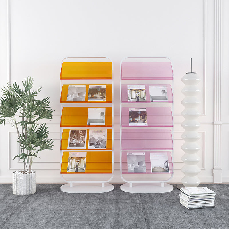 Contemporary Open Back Metal Bookshelf Acrylic Bookcase with Shelves