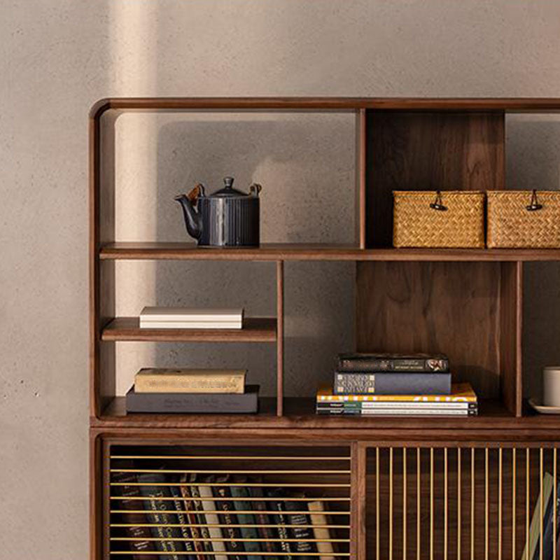 Contemporary Open Back Standard Bookcase Solid Wood Bookshelf with Shelves