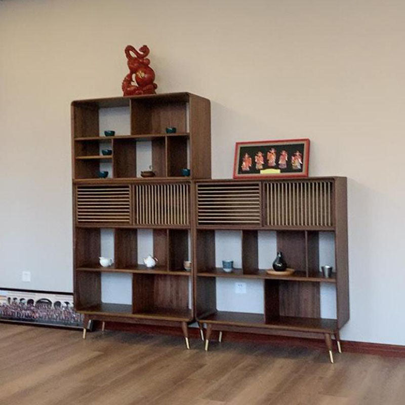 Contemporary Open Back Standard Bookcase Solid Wood Bookshelf with Shelves