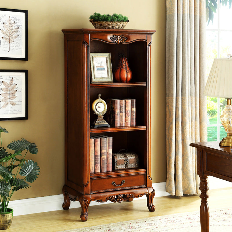 Contemporary Wooden Bookcase Standard Closed Back Bookshelf with Shelves