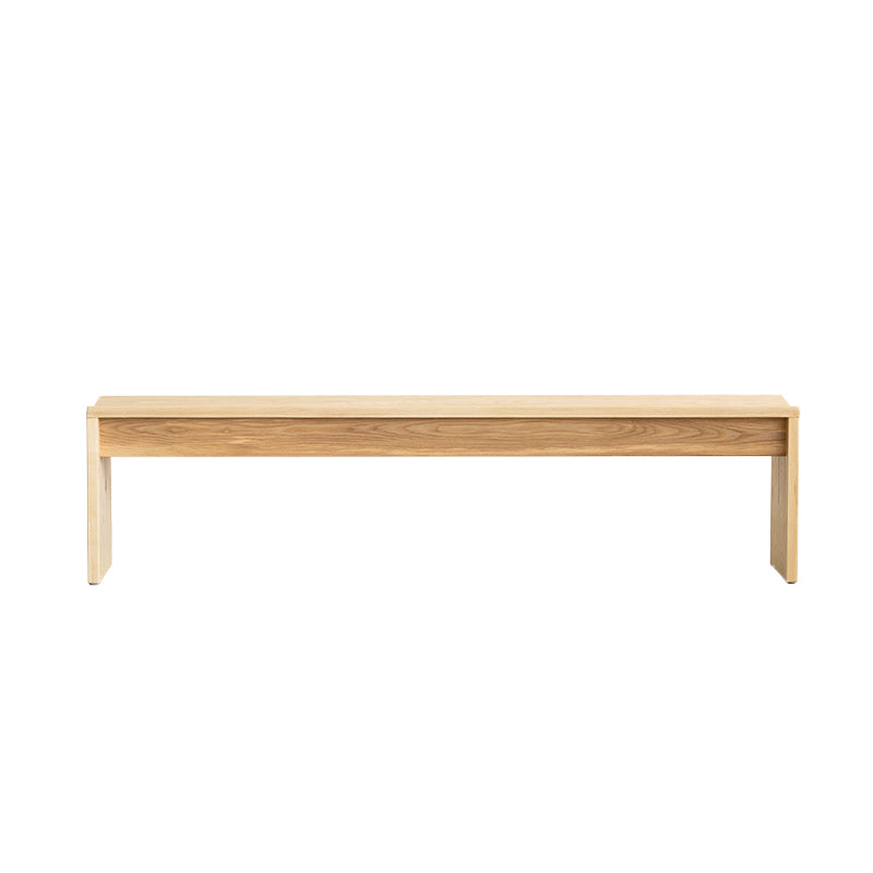 Contemporary Solid Wood Bench Backless Seating Bench with Double Pedestal