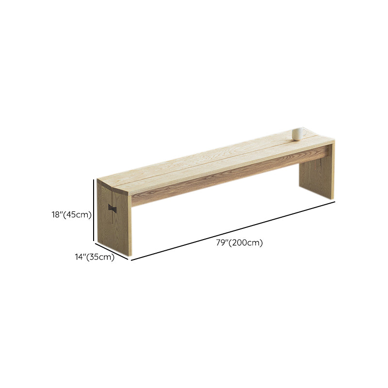 Contemporary Solid Wood Bench Backless Seating Bench with Double Pedestal