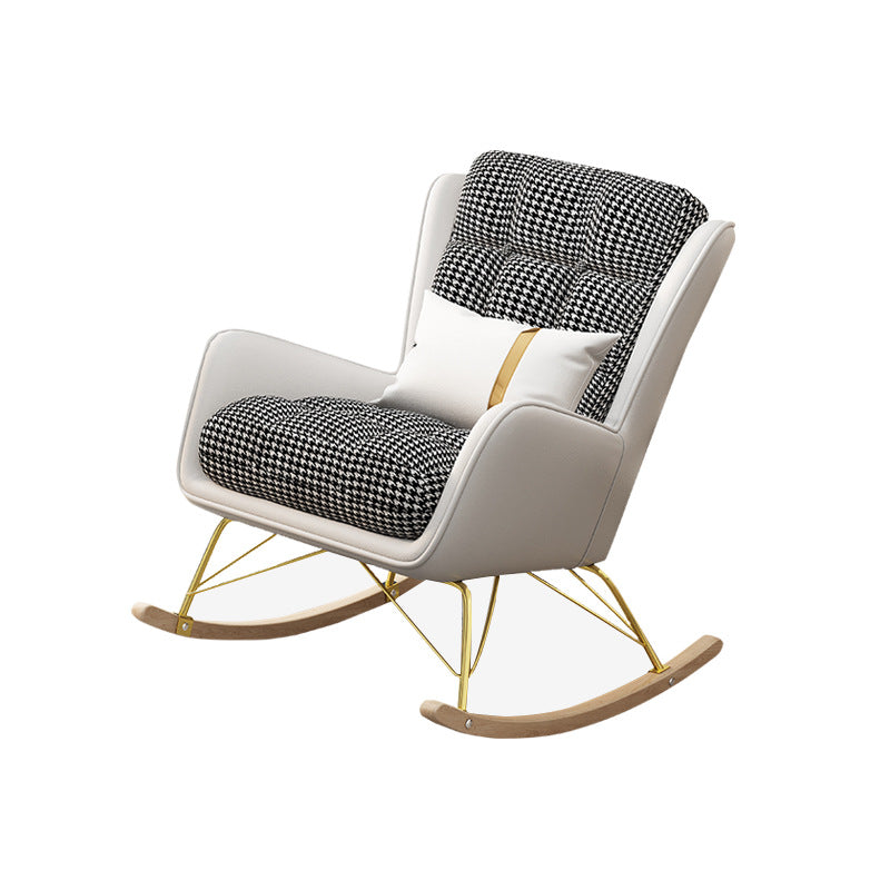 Glam Style Indoor Rocking Chair Nursery Sofa Rocking Chair with Ottoman