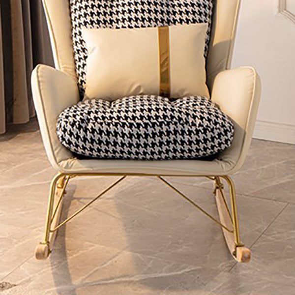 Glam Style Indoor Rocking Chair Nursery Sofa Rocking Chair with Ottoman
