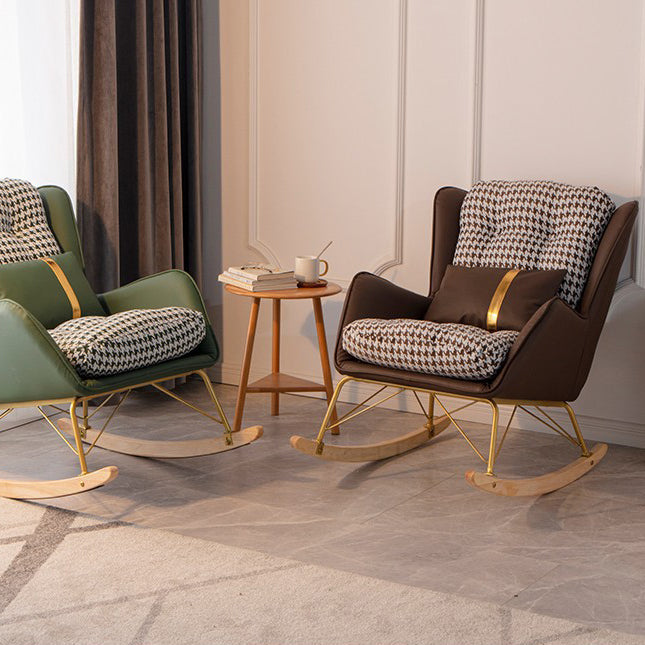 Glam Style Indoor Rocking Chair Nursery Sofa Rocking Chair with Ottoman