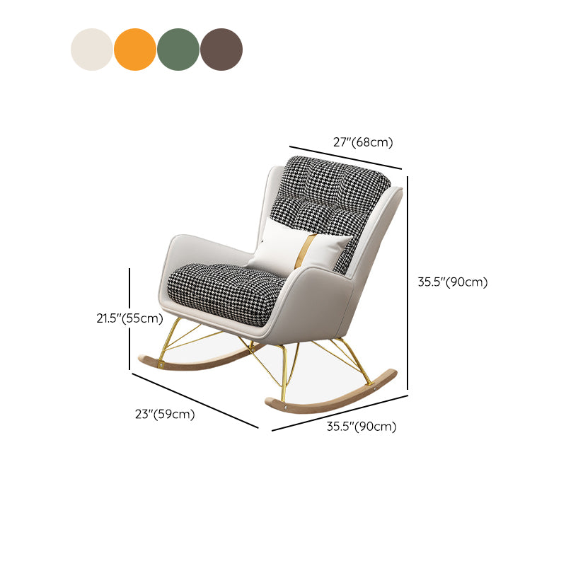 Glam Style Indoor Rocking Chair Nursery Sofa Rocking Chair with Ottoman