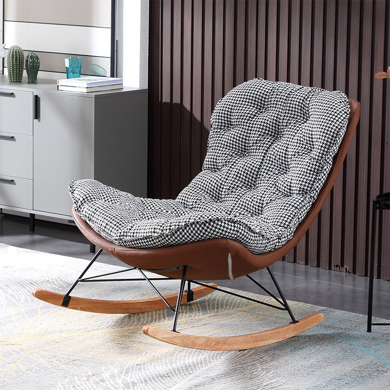 Living Room Luxury Leisure Chair Wood Frame Base Relaxing Lazy Rocking Chairs