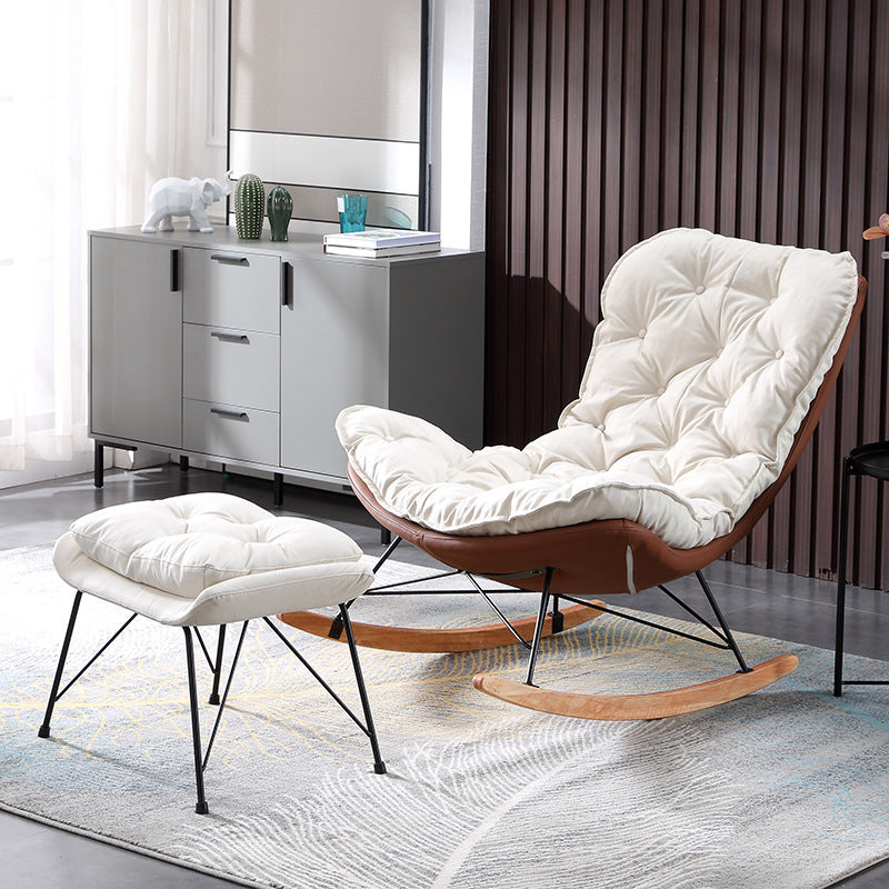 Living Room Luxury Leisure Chair Wood Frame Base Relaxing Lazy Rocking Chairs