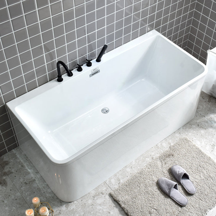 Modern Rectangular Bath Acrylic Stand Alone White Soaking Bathtub