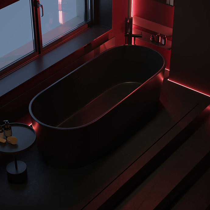 Freestanding Soaking Bathtub Oval Antique Finish Modern Bath Tub