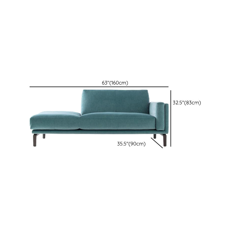 Living Room Chaise Square Arms Modern Chaise Lounge with Velvet Upholster
