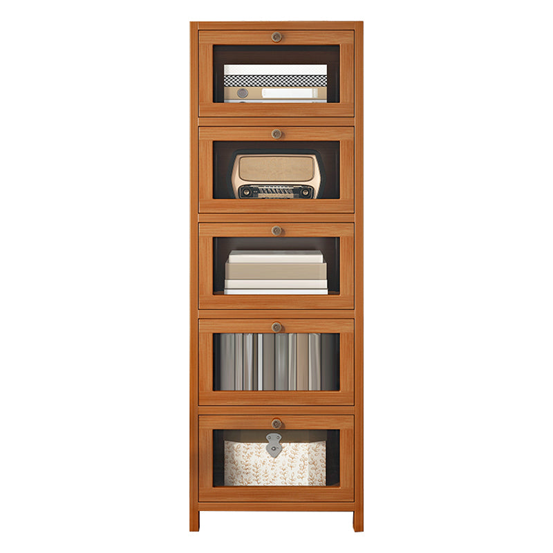 Mid-Century Modern 13.8"W Accent Chest Rectangle Side Cabinet in Brown