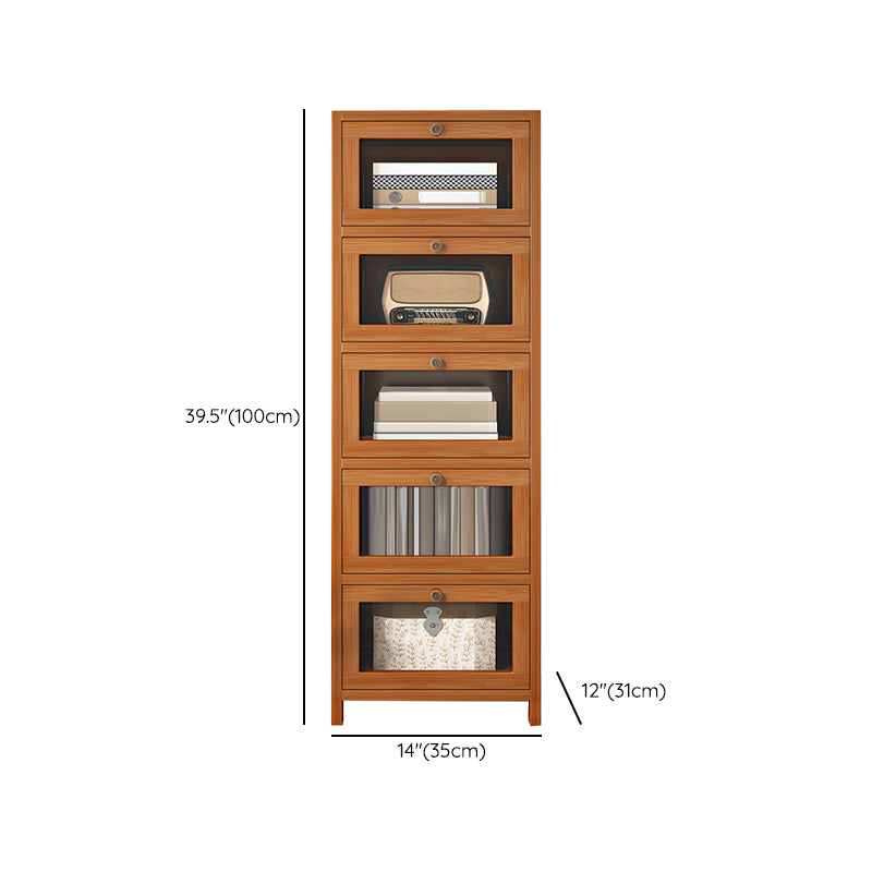 Mid-Century Modern 13.8"W Accent Chest Rectangle Side Cabinet in Brown