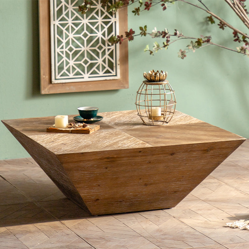 Rustic Corner Table Solid Wood Brown Side End Table for Living Room