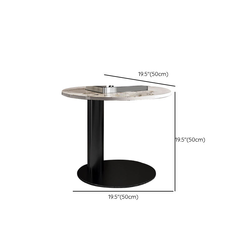Round Coffee Table in Black Luxurious Stone Top Cocktail Table