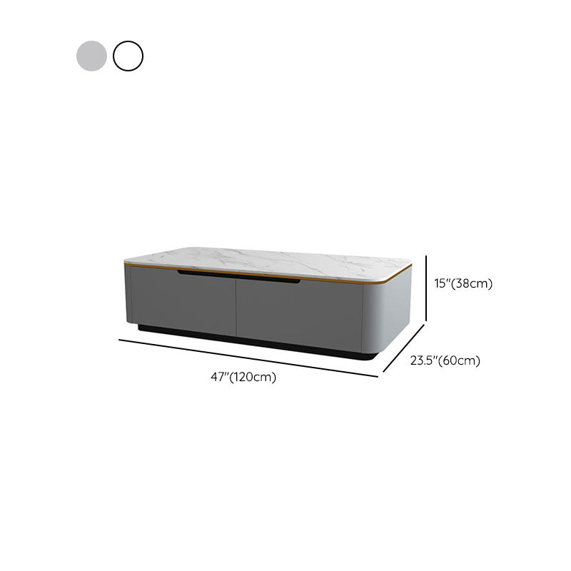 Rectangular Slate Coffee Table Contemporary Simple 4 Drawers Cocktail Table in White