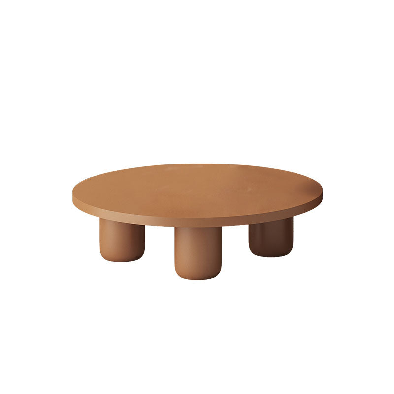 Modern Round Wooden Coffee Table Set Solid Wood 4 Legs Cocktail Table
