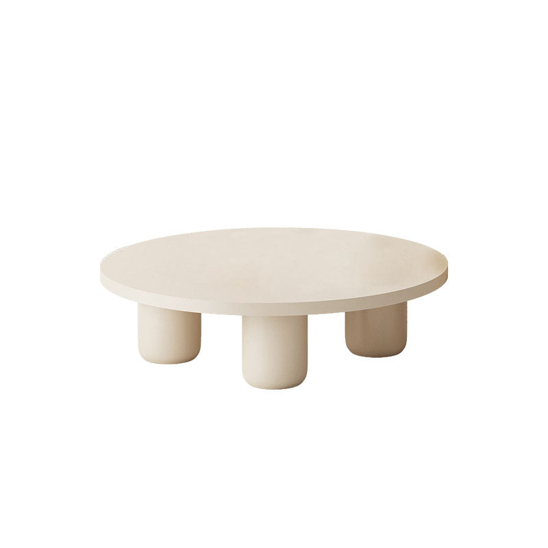 Modern Round Wooden Coffee Table Set Solid Wood 4 Legs Cocktail Table