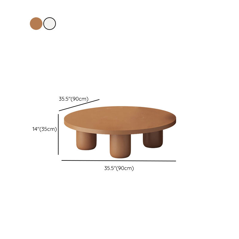 Modern Round Wooden Coffee Table Set Solid Wood 4 Legs Cocktail Table