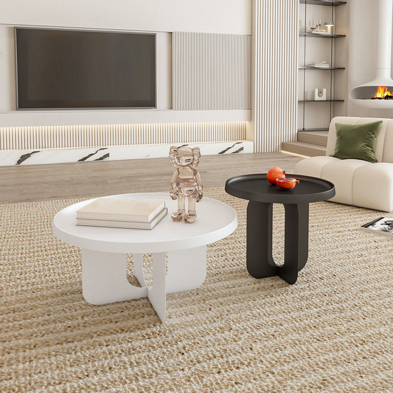 Modern Pedestal Round Coffee Table Set Tray Top Cocktail Table