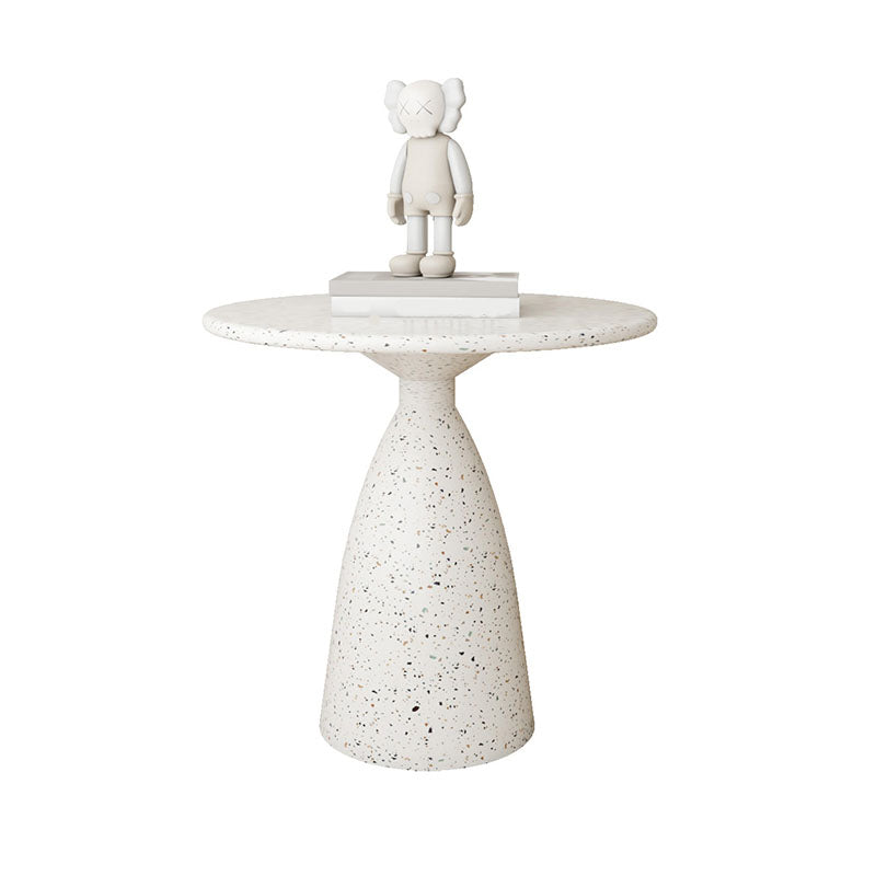 Round White Metal Coffee Table Modern Cocktail Table for Living Room