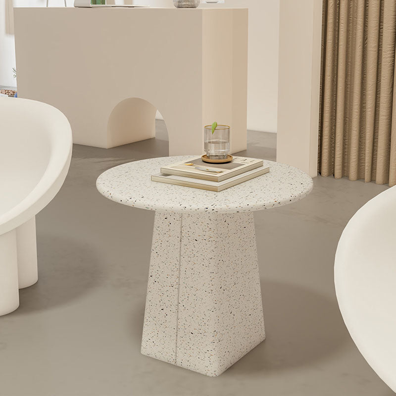 Round White Metal Coffee Table Modern Cocktail Table for Living Room