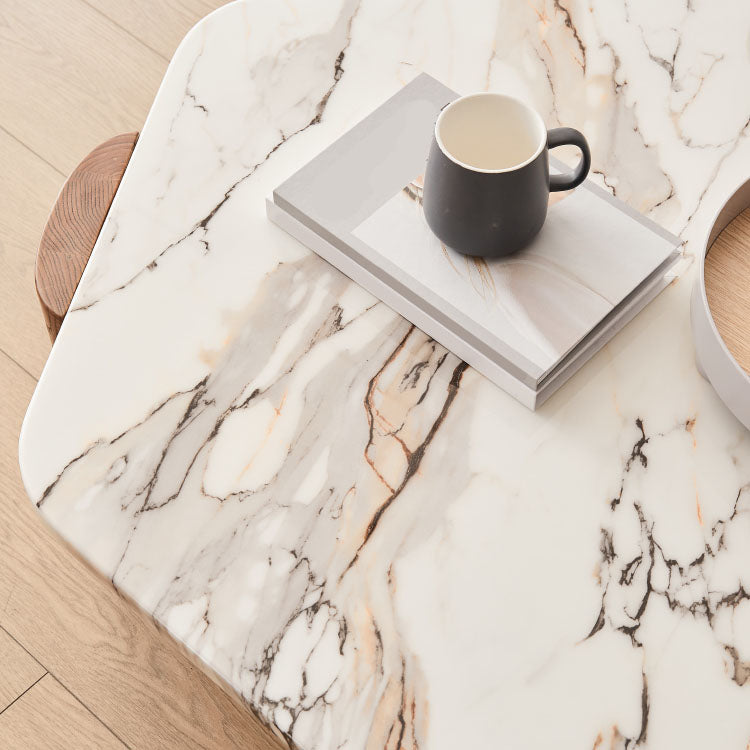 3 Legs Coffee Table Marble Geometric Coffee Coffee or End Table