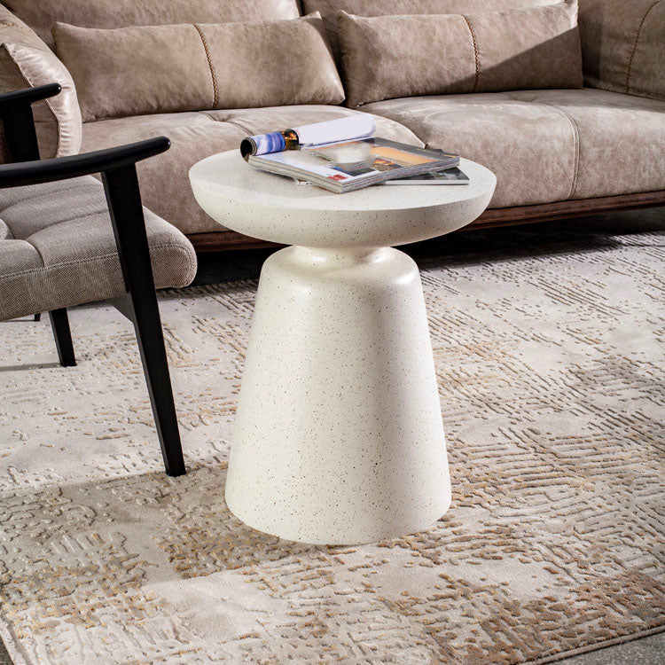 Round White Metal Coffee Table Pedestal 1 Single Cocktail Table