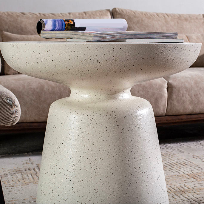 Round White Metal Coffee Table Pedestal 1 Single Cocktail Table