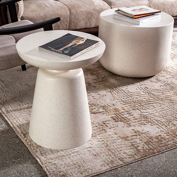 Round White Metal Coffee Table Pedestal 1 Single Cocktail Table