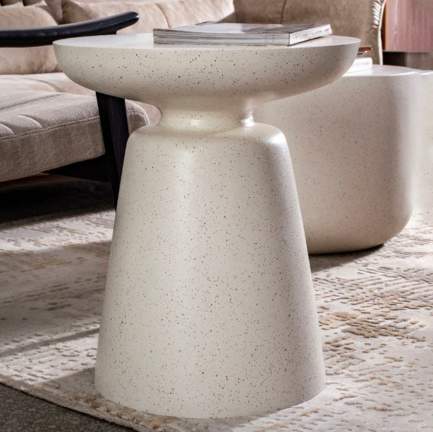 Round White Metal Coffee Table Pedestal 1 Single Cocktail Table