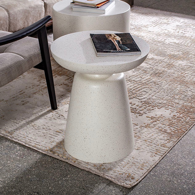 Round White Metal Coffee Table Pedestal 1 Single Cocktail Table