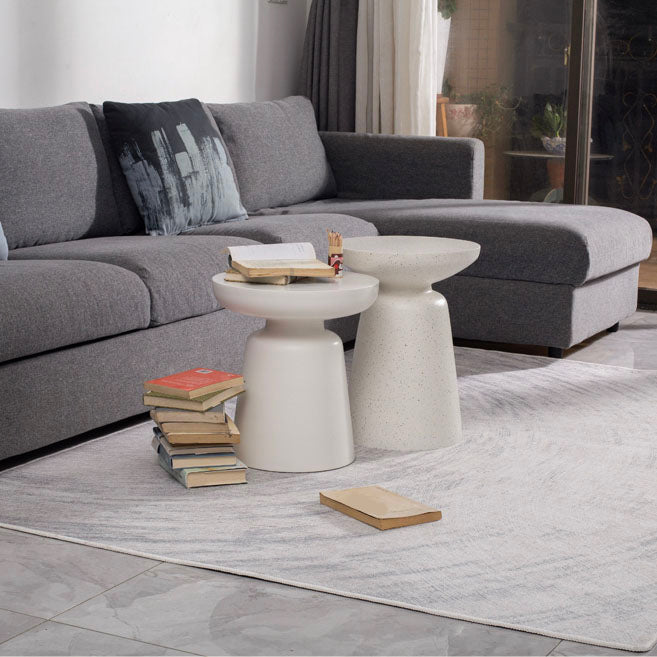 Round White Metal Coffee Table Pedestal 1 Single Cocktail Table