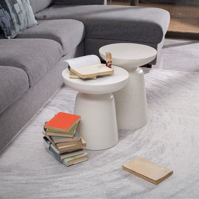 Round White Metal Coffee Table Pedestal 1 Single Cocktail Table