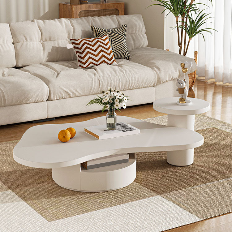 Abstract Coffee Table Wood Geometric Coffee Coffee or End Table with Drawer
