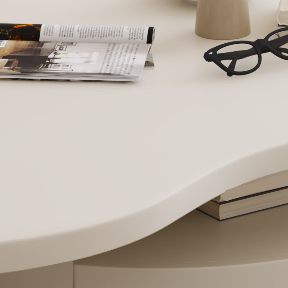 31" Wide Contemporary Coffee Table White Coffee Cocktail Table with Storage