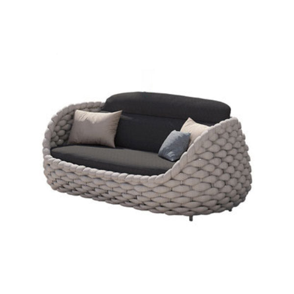 Tropical Outdoor Patio Sofa Fabric White Gray With Cushions Wicker/Rattan