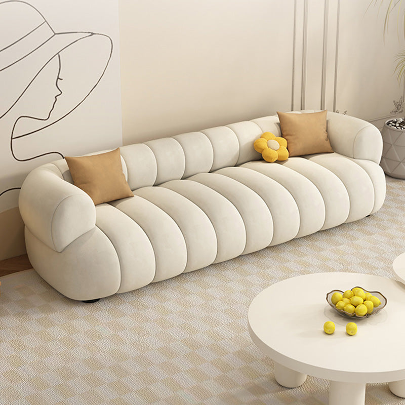 35" Wide Contemporary Sofa White Pillows Stationary Seating for Living Room