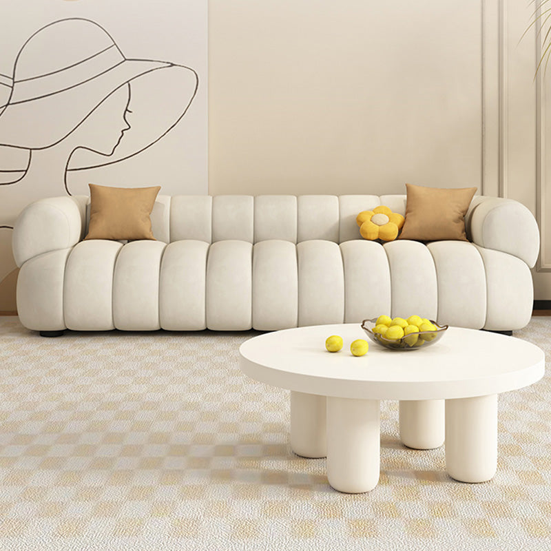 35" Wide Contemporary Sofa White Pillows Stationary Seating for Living Room