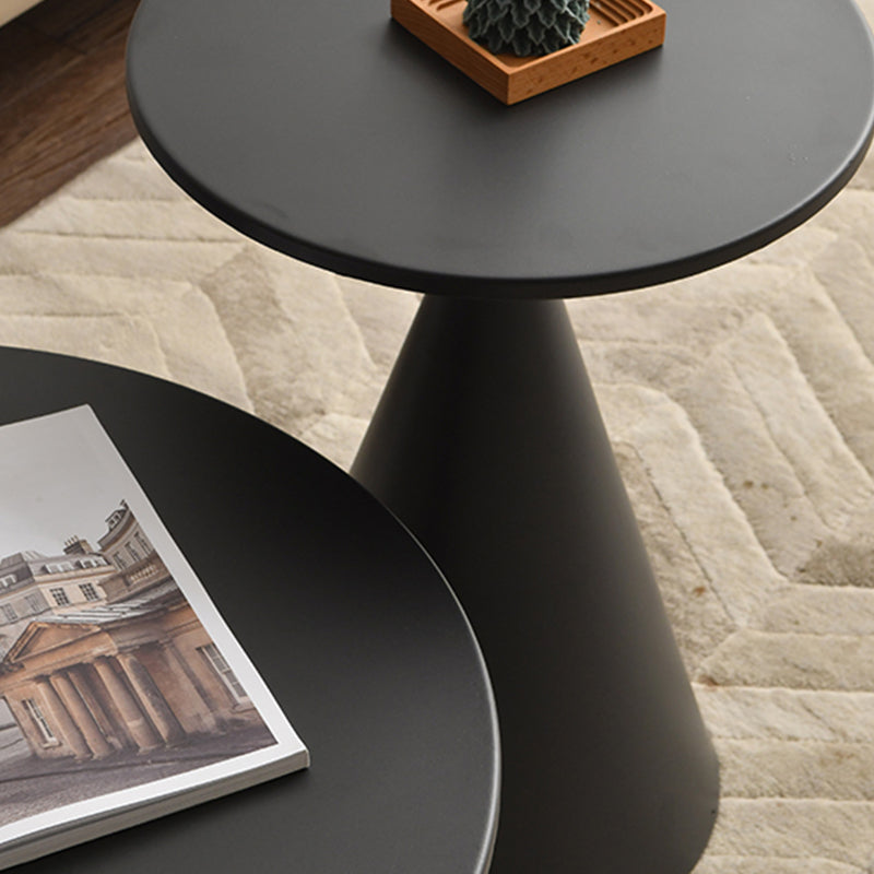 Contemporary Corner Table Metal Round Pedestal Side End Table