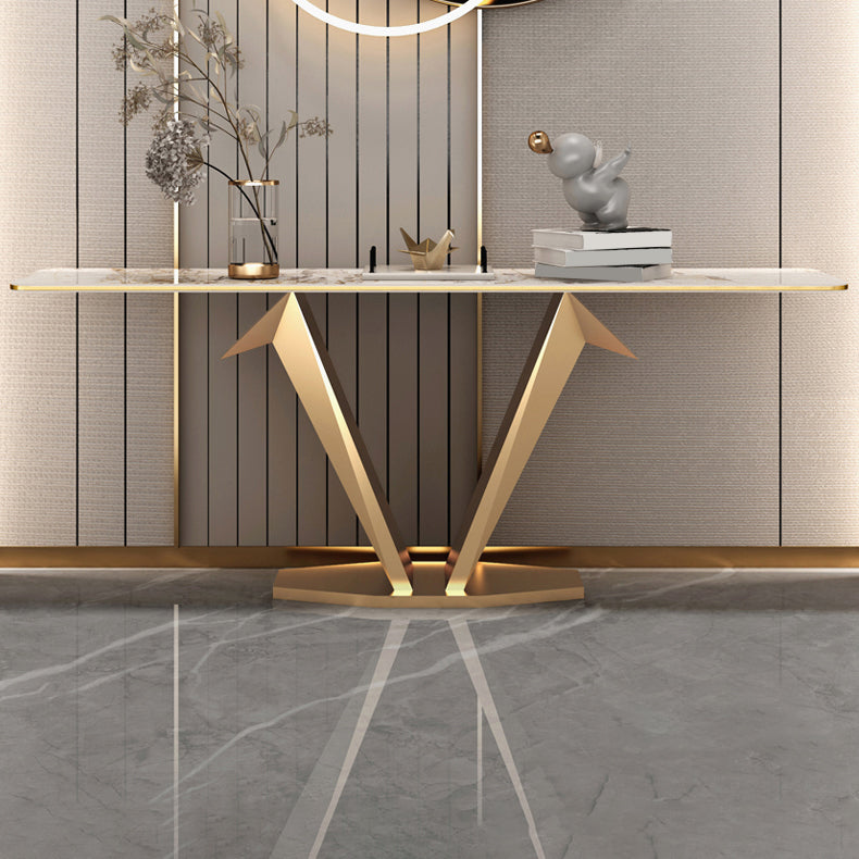 Contemporary Rectangle Console Table Stone Console Sofa Table for Hall