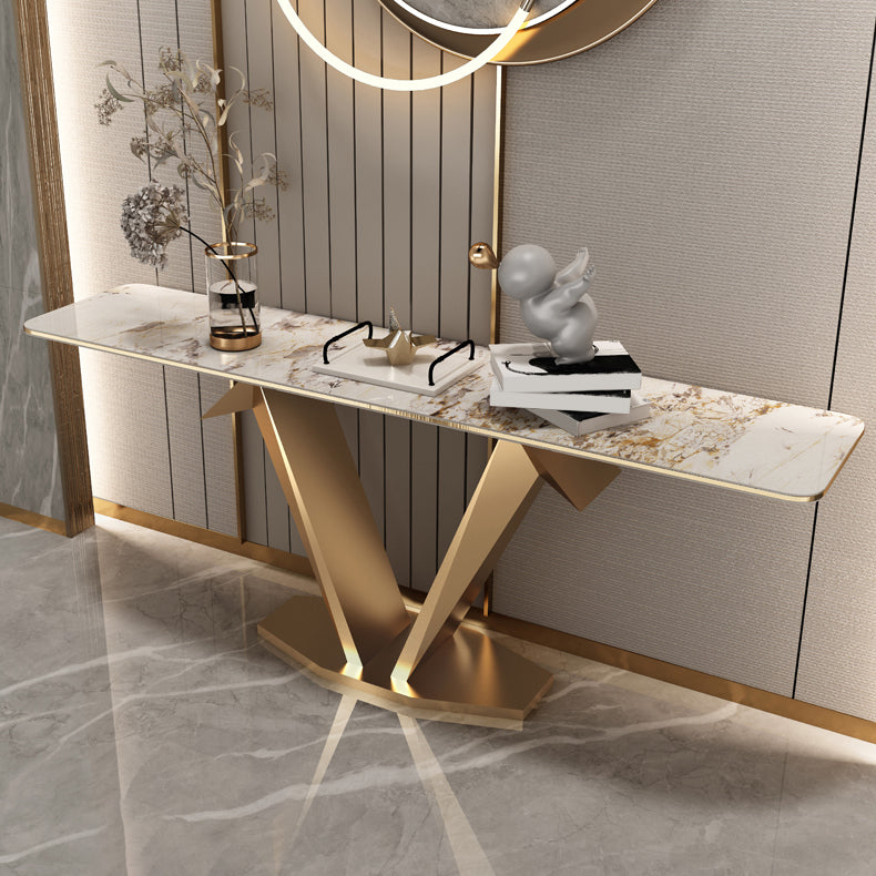Contemporary Rectangle Console Table Stone Console Sofa Table for Hall