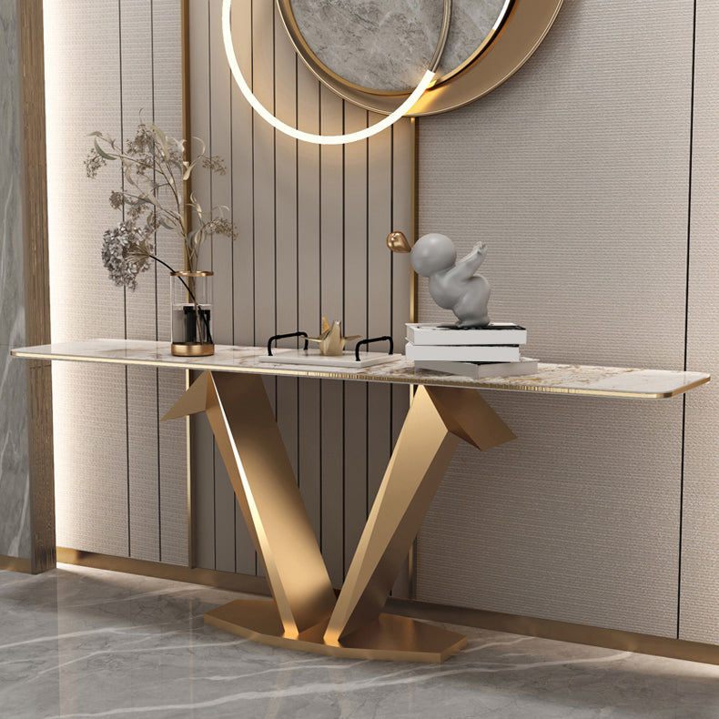 Contemporary Rectangle Console Table Stone Console Sofa Table for Hall
