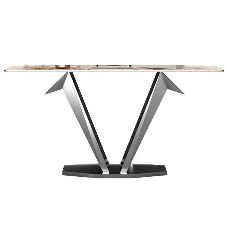 Contemporary Rectangle Console Table Stone Console Sofa Table for Hall