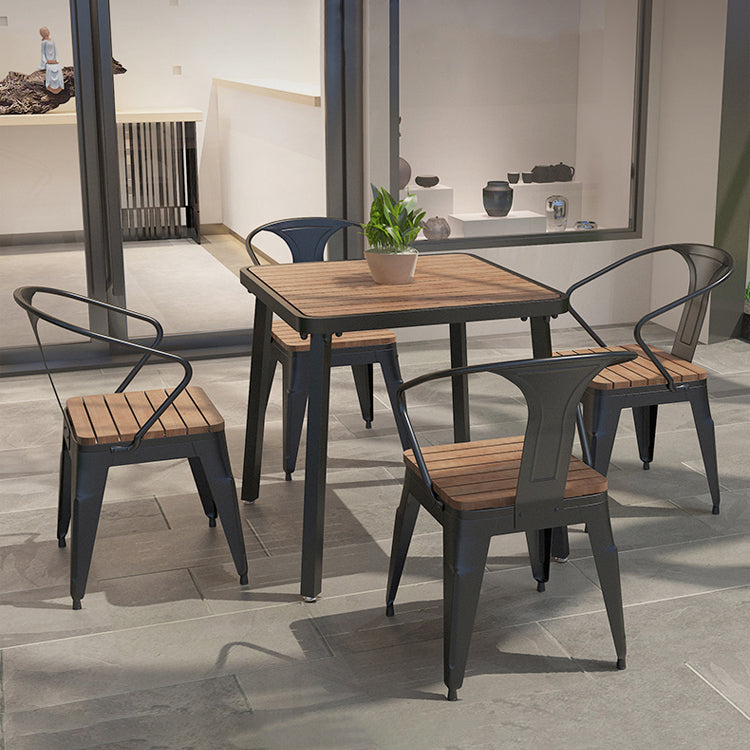 Modern Wood Patio Dining Table 1/3/5/7 PCS Geometric Dining Set