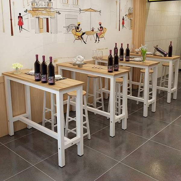 Contemporary Wood Bar Dining Table Rectangle Bar Table for Living Room