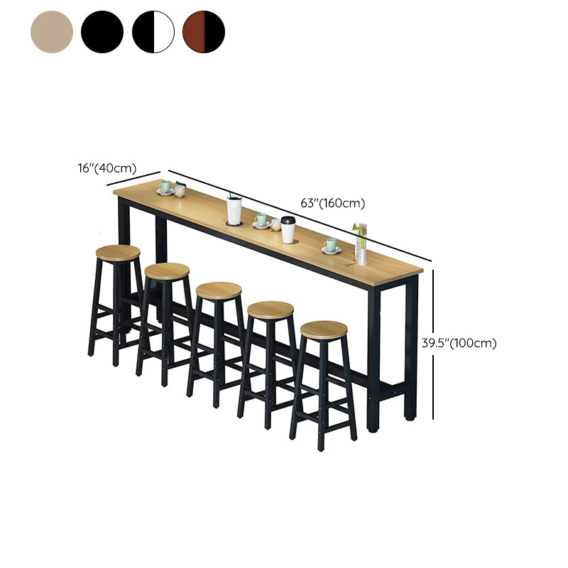 Contemporary Wood Bar Dining Table Rectangle Bar Table for Living Room