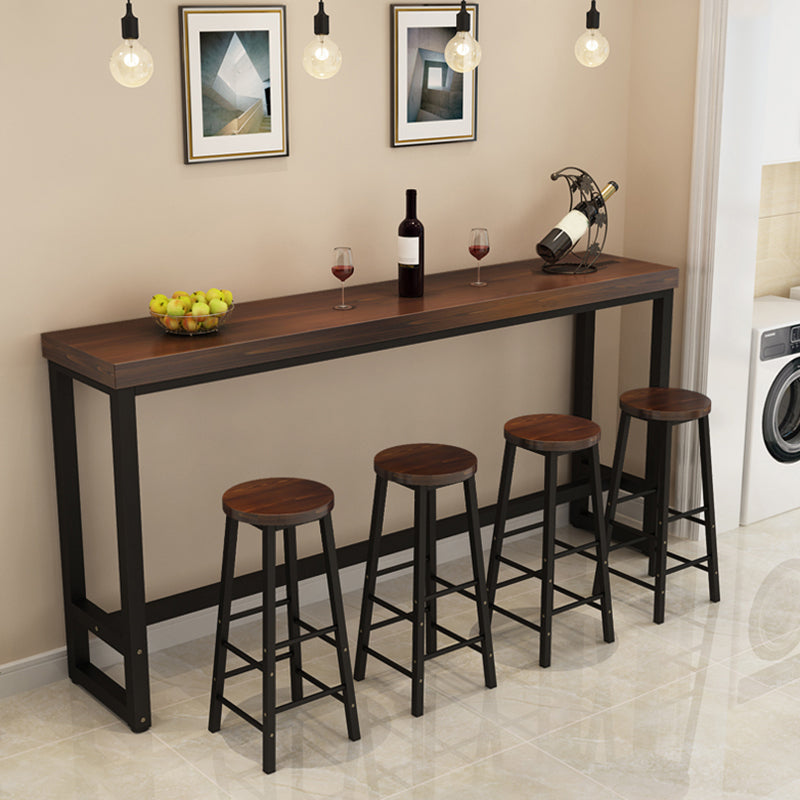 Contemporary Solid Wood Bar Dining Table Rectangle Bar Table in Brown