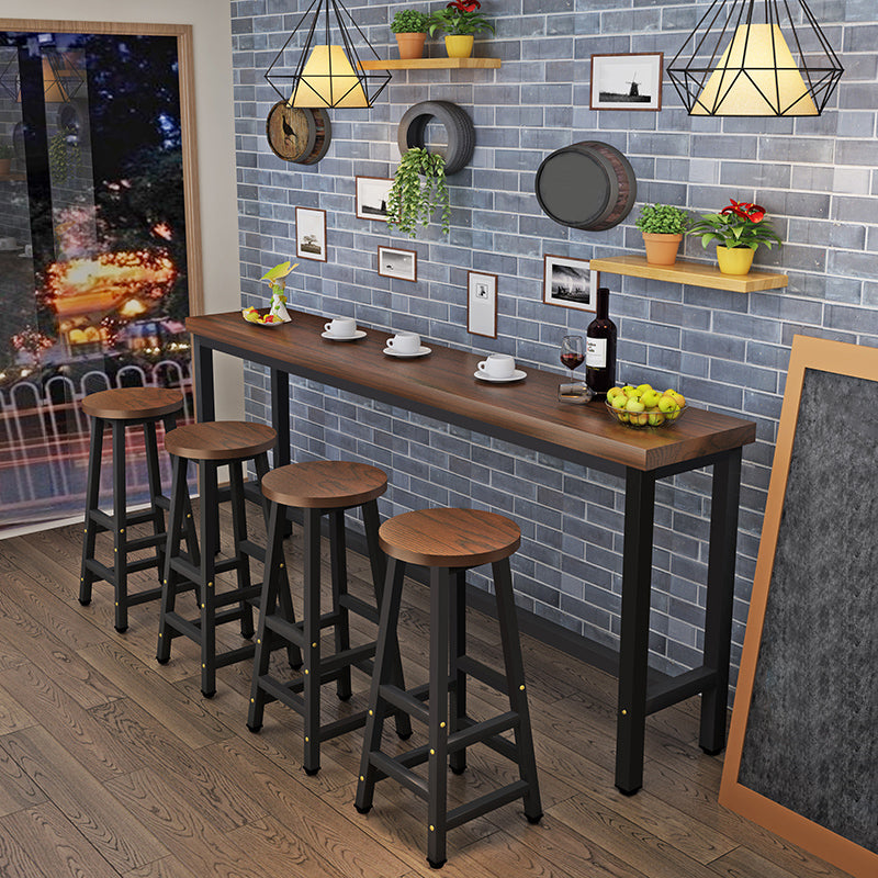 Modern Solid Wood Bar Dining Table Rectangle Bar Table in Brown