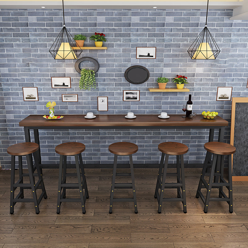 Modern Solid Wood Bar Dining Table Rectangle Bar Table in Brown